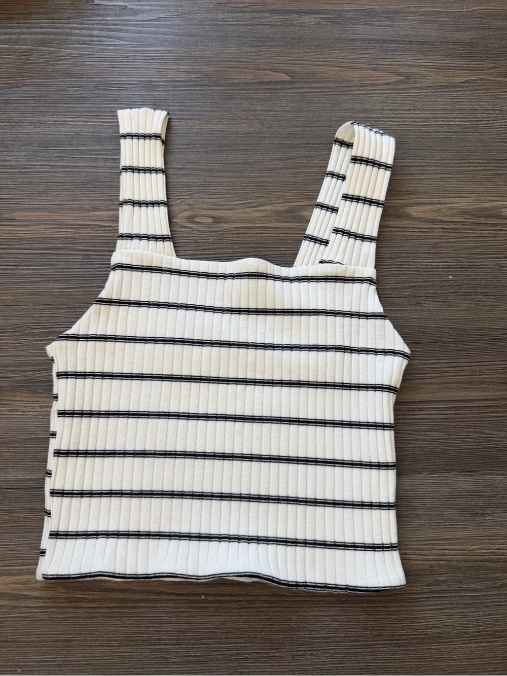 American Eagle Outfitters White Ribbed Tank with Black Stripes